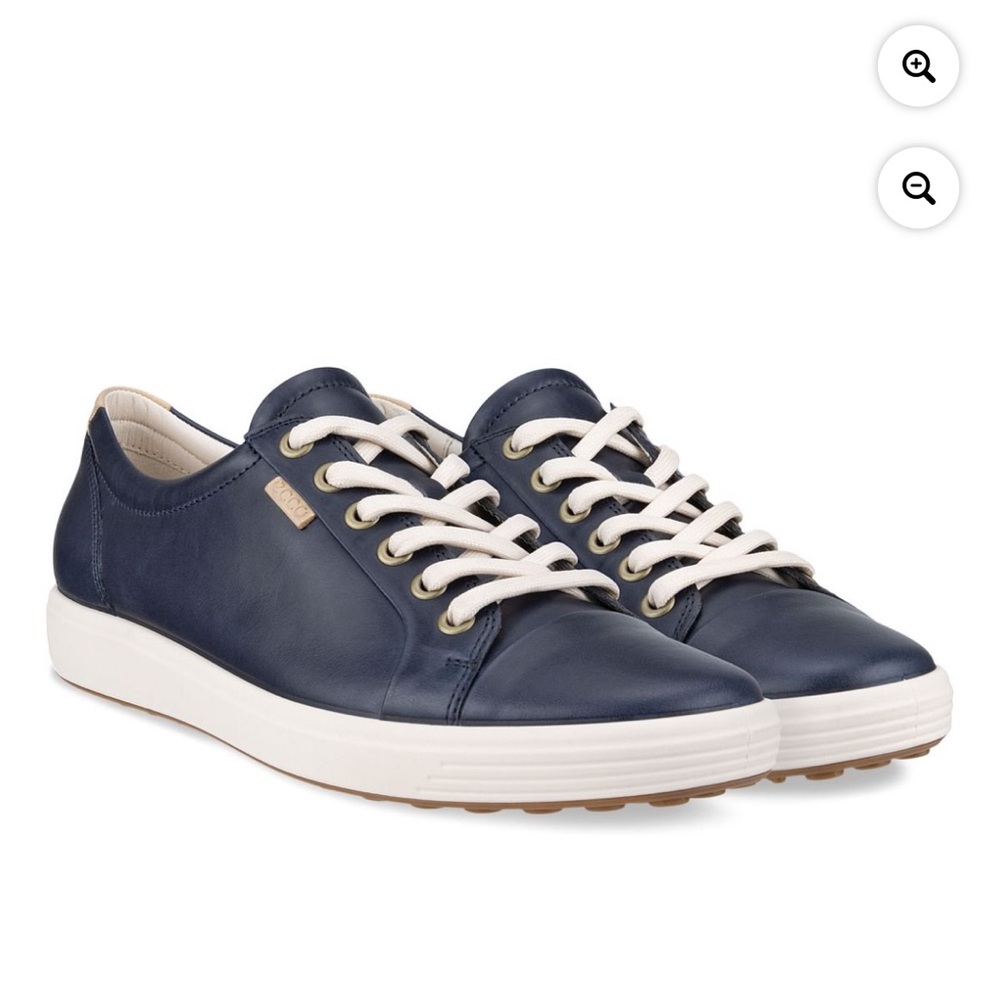 Ecco Soft 7 Leather Sneaker in Marine/Navy/Deep Blue - Size US8/8.5